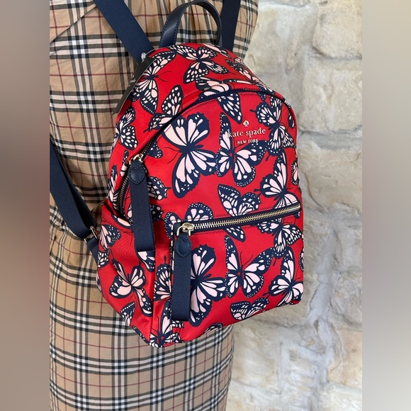 Kate Spade Butterfly Medium Chelsea Nylon Backpack&wallet NWT Authentic - Picture 11 of 15